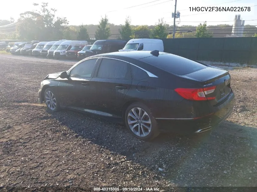 1HGCV2F36NA022678 2022 Honda Accord Sport 2.0T