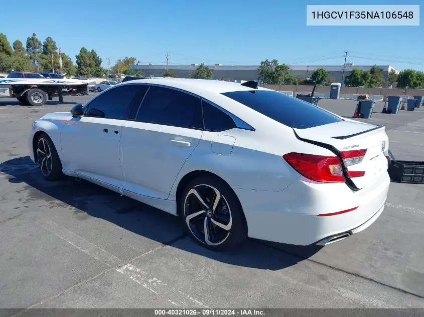 2022 Honda Accord Sport VIN: 1HGCV1F35NA106548 Lot: 40321026