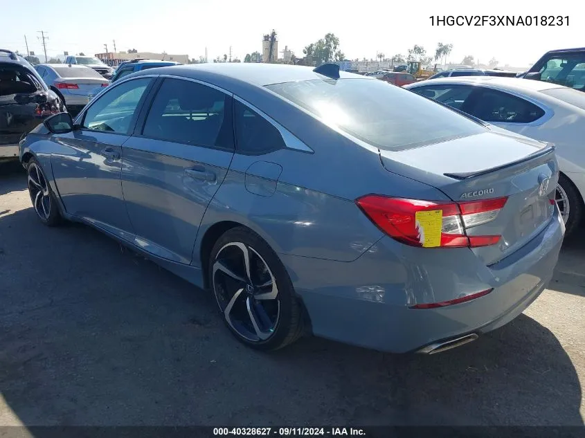 2022 Honda Accord Sport 2.0T VIN: 1HGCV2F3XNA018231 Lot: 40328627