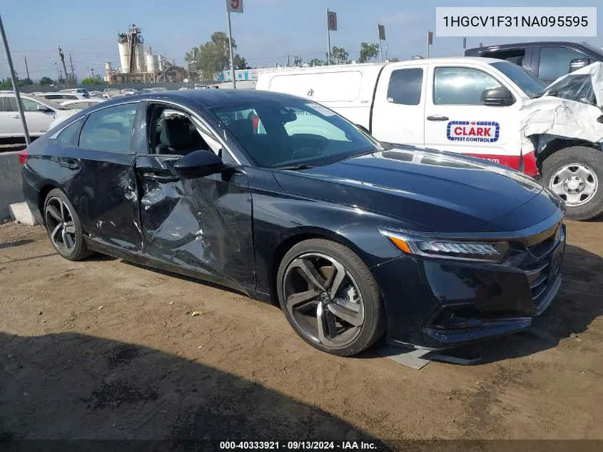 2022 Honda Accord Sport VIN: 1HGCV1F31NA095595 Lot: 40333921