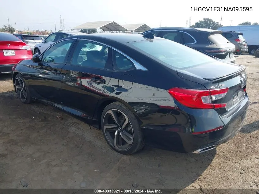 2022 Honda Accord Sport VIN: 1HGCV1F31NA095595 Lot: 40333921