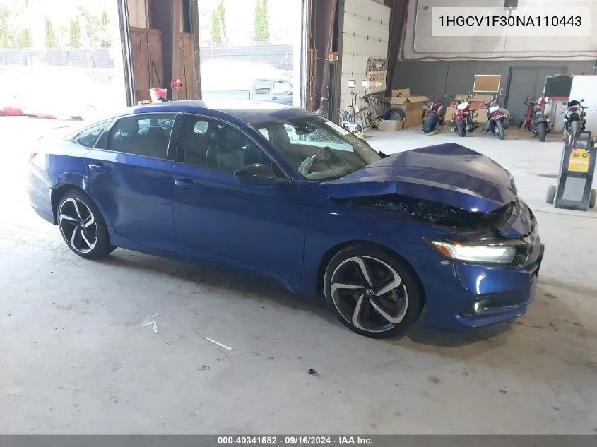 1HGCV1F30NA110443 2022 Honda Accord Sport