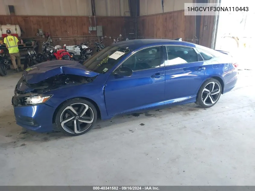 1HGCV1F30NA110443 2022 Honda Accord Sport