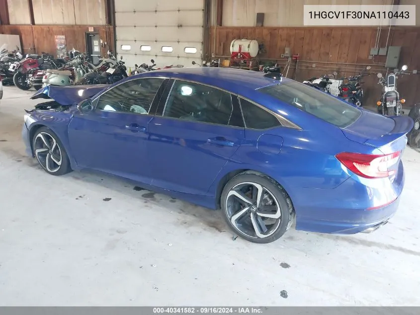 1HGCV1F30NA110443 2022 Honda Accord Sport