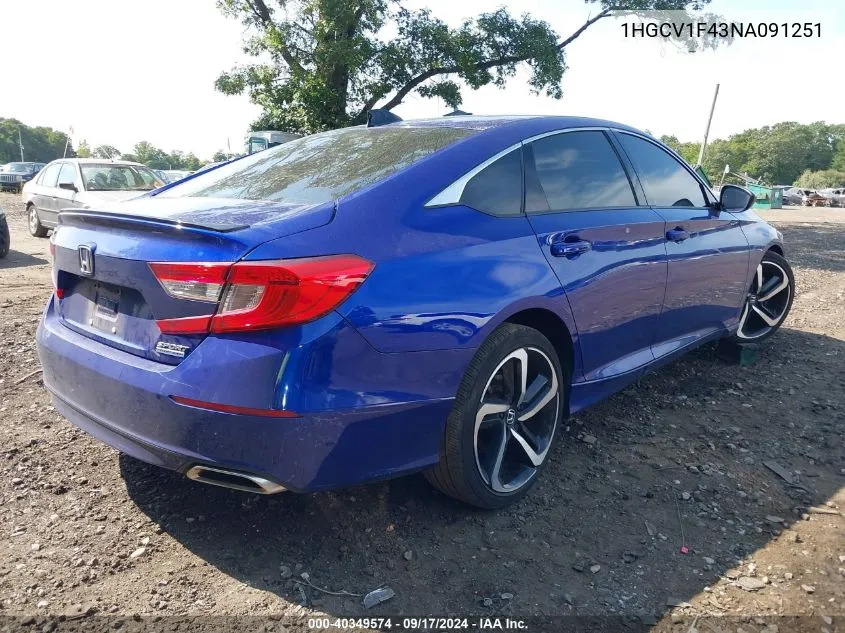 1HGCV1F43NA091251 2022 Honda Accord Sport Special Edition