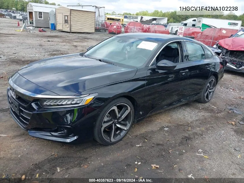 2022 Honda Accord Sport Special Edition VIN: 1HGCV1F42NA102238 Lot: 40357623