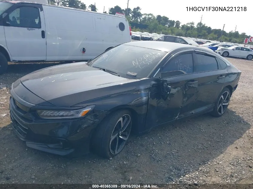 1HGCV1F30NA221218 2022 Honda Accord Sport