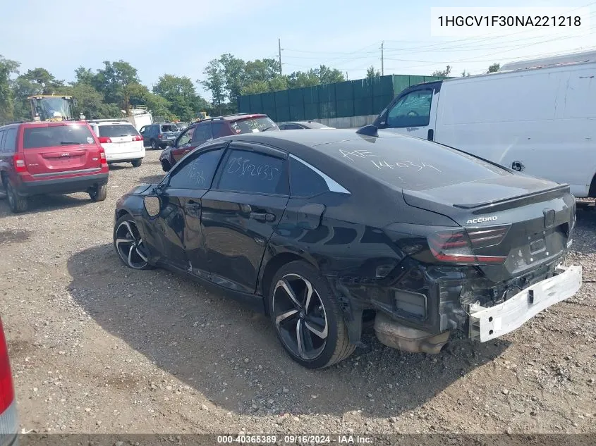 1HGCV1F30NA221218 2022 Honda Accord Sport