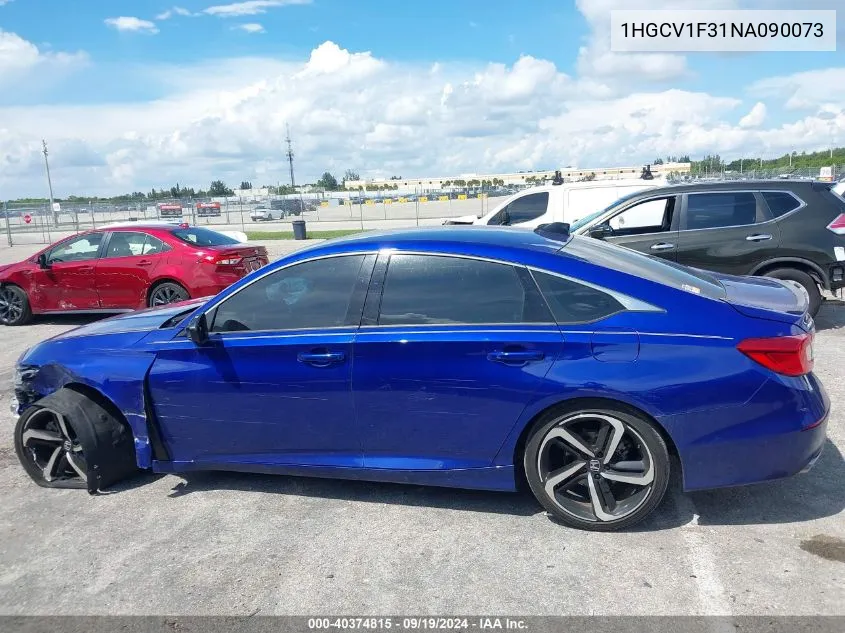 2022 Honda Accord Sport VIN: 1HGCV1F31NA090073 Lot: 40374815