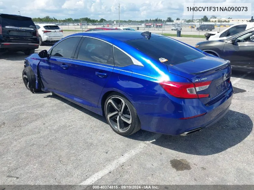 2022 Honda Accord Sport VIN: 1HGCV1F31NA090073 Lot: 40374815