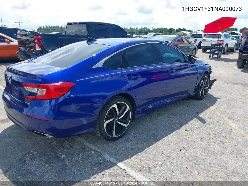 2022 Honda Accord Sport VIN: 1HGCV1F31NA090073 Lot: 40374815