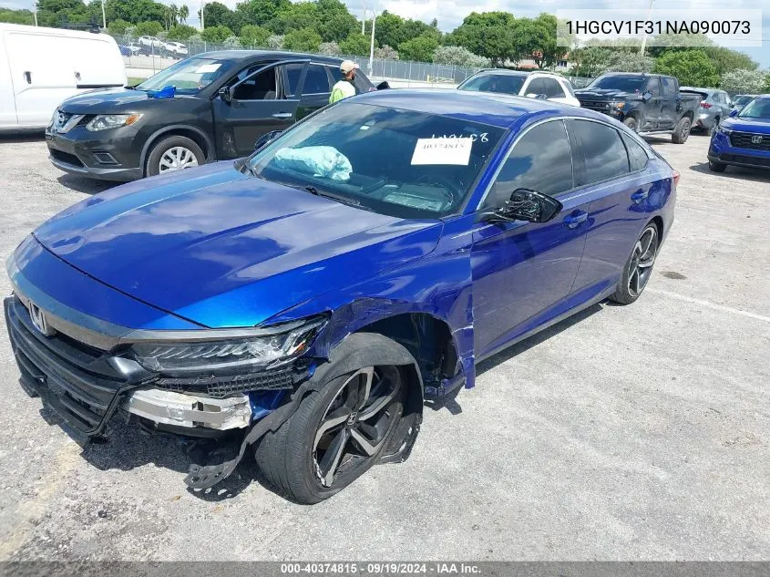 2022 Honda Accord Sport VIN: 1HGCV1F31NA090073 Lot: 40374815