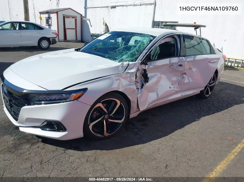 2022 Honda Accord Sport Special Edition VIN: 1HGCV1F46NA109760 Lot: 40452917