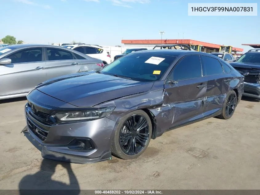 2022 Honda Accord Hybrid Touring VIN: 1HGCV3F99NA007831 Lot: 40459202