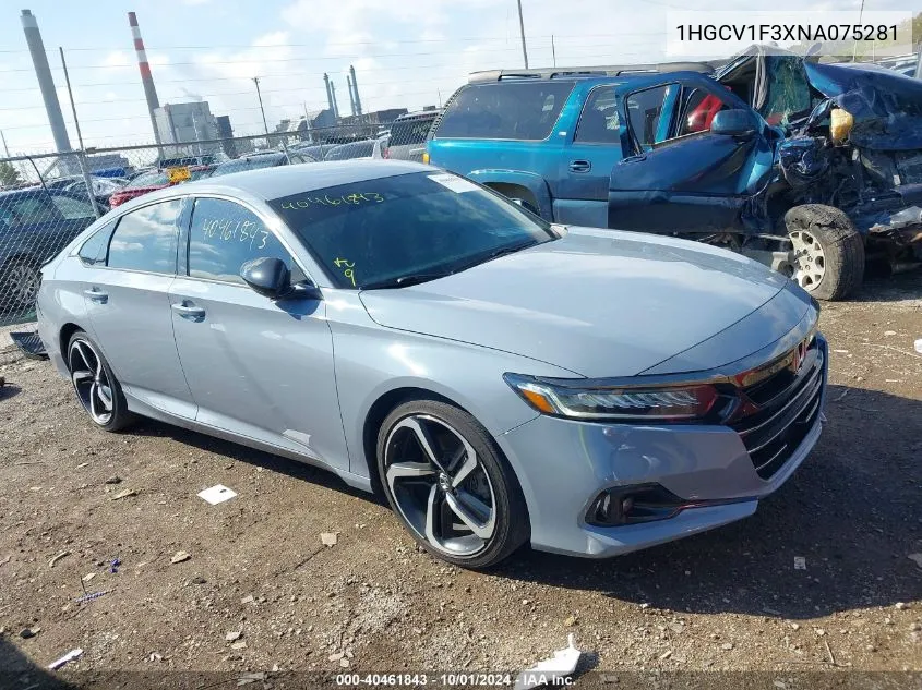 2022 Honda Accord Sport VIN: 1HGCV1F3XNA075281 Lot: 40461843