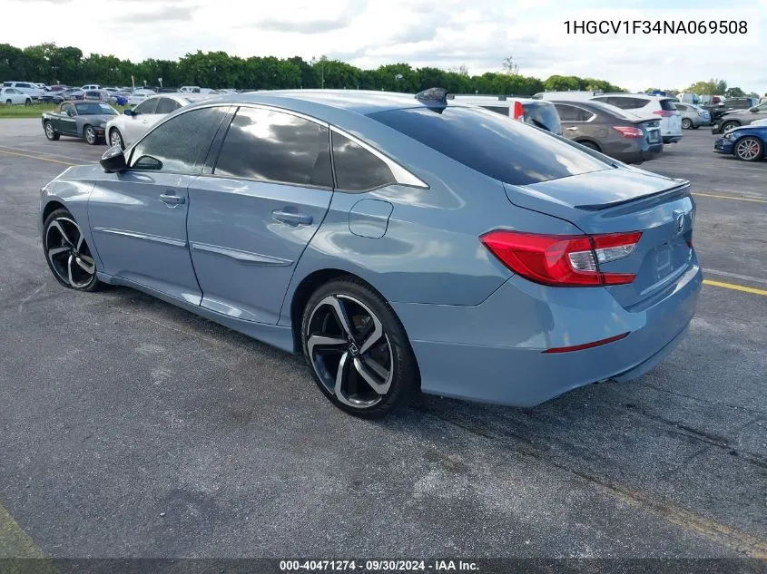 2022 Honda Accord Sport VIN: 1HGCV1F34NA069508 Lot: 40471274