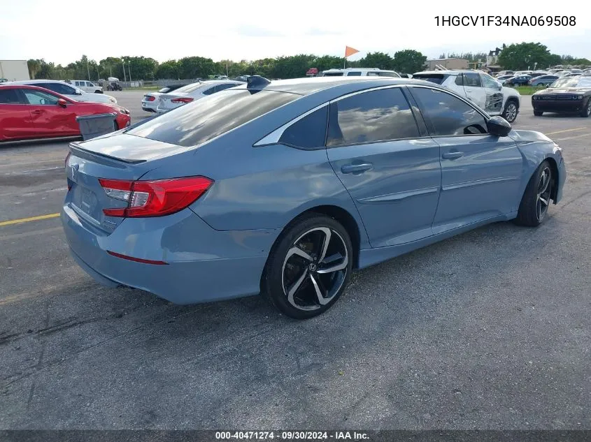 2022 Honda Accord Sport VIN: 1HGCV1F34NA069508 Lot: 40471274