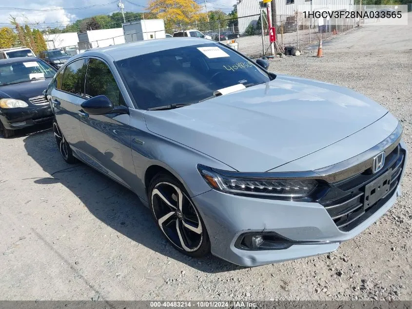 2022 Honda Accord Hybrid Sport VIN: 1HGCV3F28NA033565 Lot: 40483214