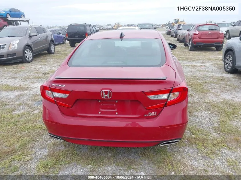 1HGCV2F38NA005350 2022 Honda Accord Sport