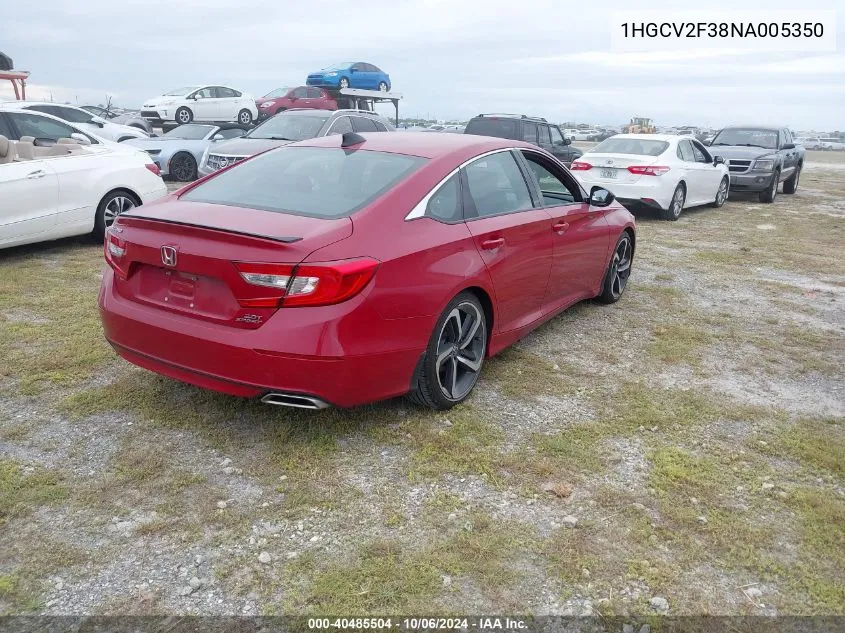 1HGCV2F38NA005350 2022 Honda Accord Sport