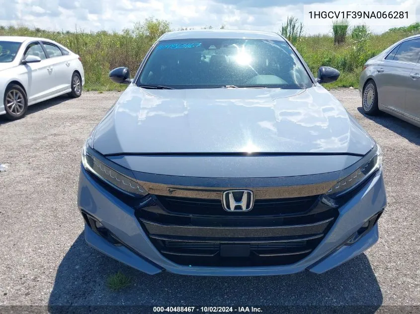 2022 Honda Accord Sport VIN: 1HGCV1F39NA066281 Lot: 40488467