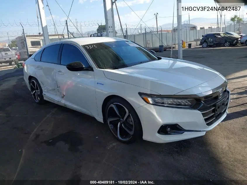 2022 Honda Accord Hybrid Sport VIN: 1HGCV3F24NA042487 Lot: 40489181