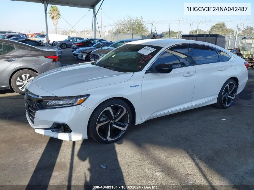 2022 Honda Accord Hybrid Sport VIN: 1HGCV3F24NA042487 Lot: 40489181