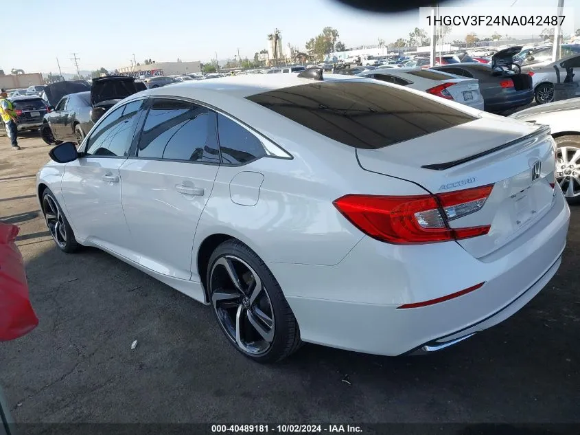 2022 Honda Accord Hybrid Sport VIN: 1HGCV3F24NA042487 Lot: 40489181