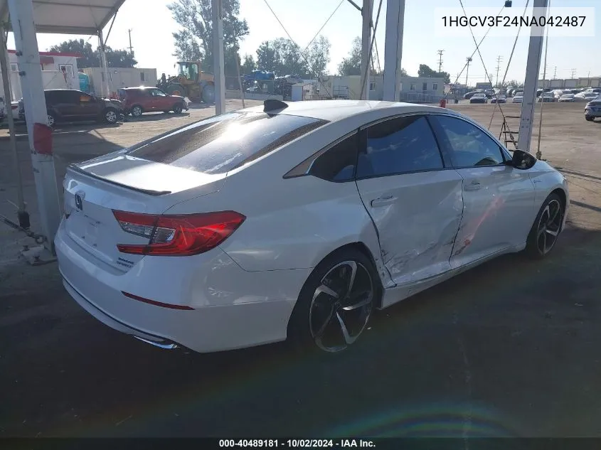 2022 Honda Accord Hybrid Sport VIN: 1HGCV3F24NA042487 Lot: 40489181