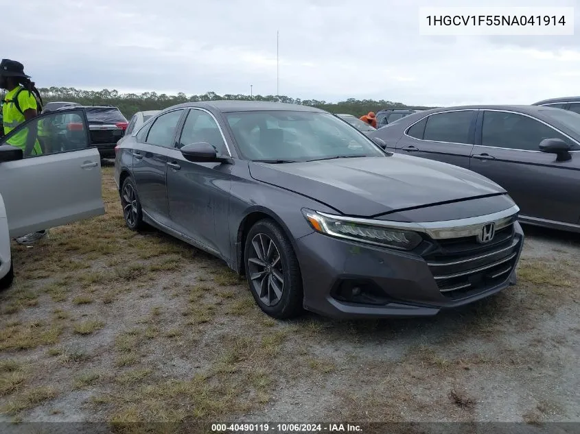 2022 Honda Accord Exl VIN: 1HGCV1F55NA041914 Lot: 40490119