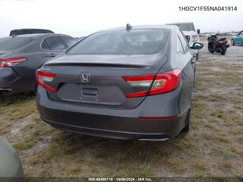 2022 Honda Accord Exl VIN: 1HGCV1F55NA041914 Lot: 40490119