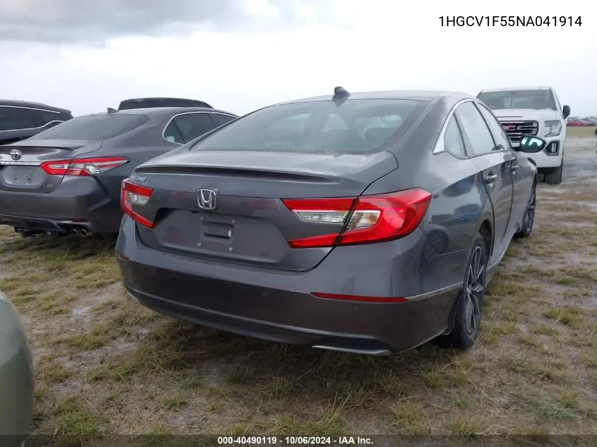 2022 Honda Accord Exl VIN: 1HGCV1F55NA041914 Lot: 40490119