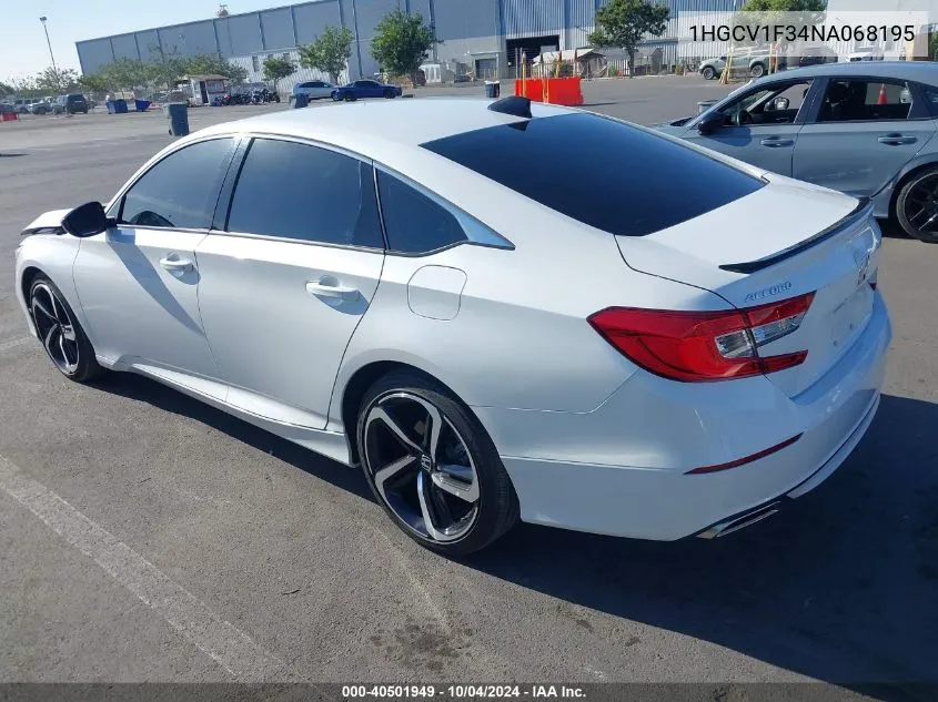 2022 Honda Accord Sport VIN: 1HGCV1F34NA068195 Lot: 40501949