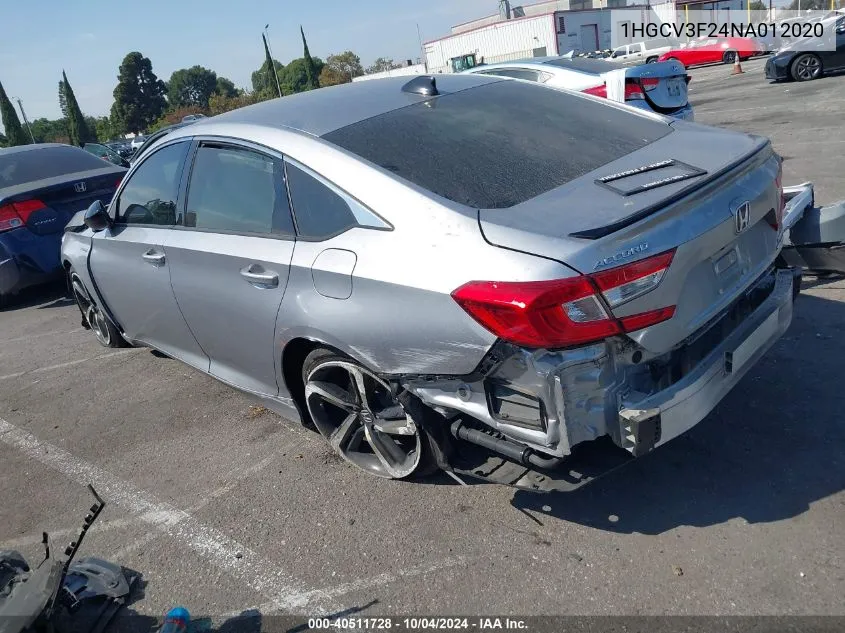 1HGCV3F24NA012020 2022 Honda Accord Hybrid Sport