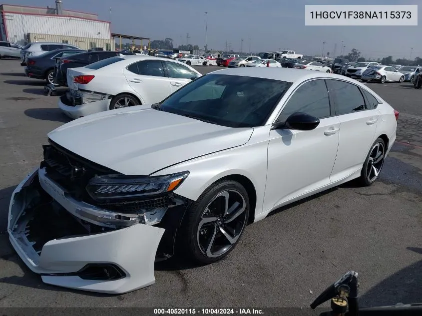 1HGCV1F38NA115373 2022 Honda Accord Sport