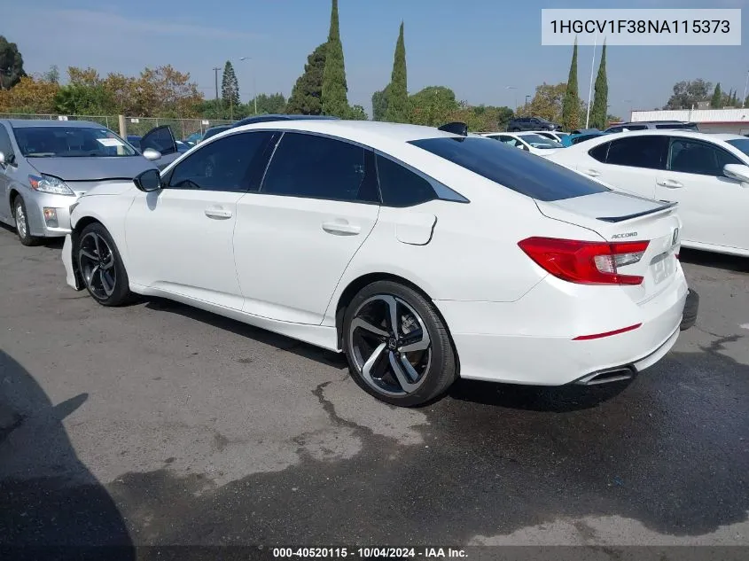 1HGCV1F38NA115373 2022 Honda Accord Sport