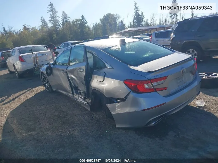 1HGCV1F33NA059343 2022 Honda Accord Sport