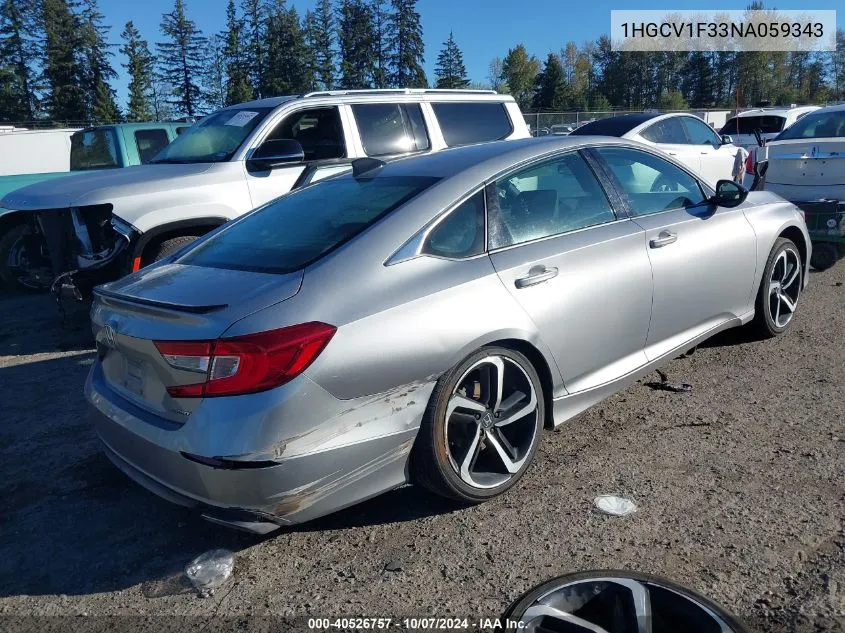 1HGCV1F33NA059343 2022 Honda Accord Sport