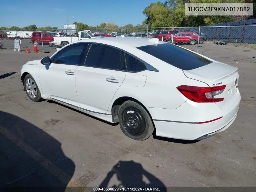 2022 Honda Accord Hybrid Touring VIN: 1HGCV3F9XNA017882 Lot: 40530829