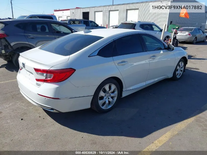 2022 Honda Accord Hybrid Touring VIN: 1HGCV3F9XNA017882 Lot: 40530829