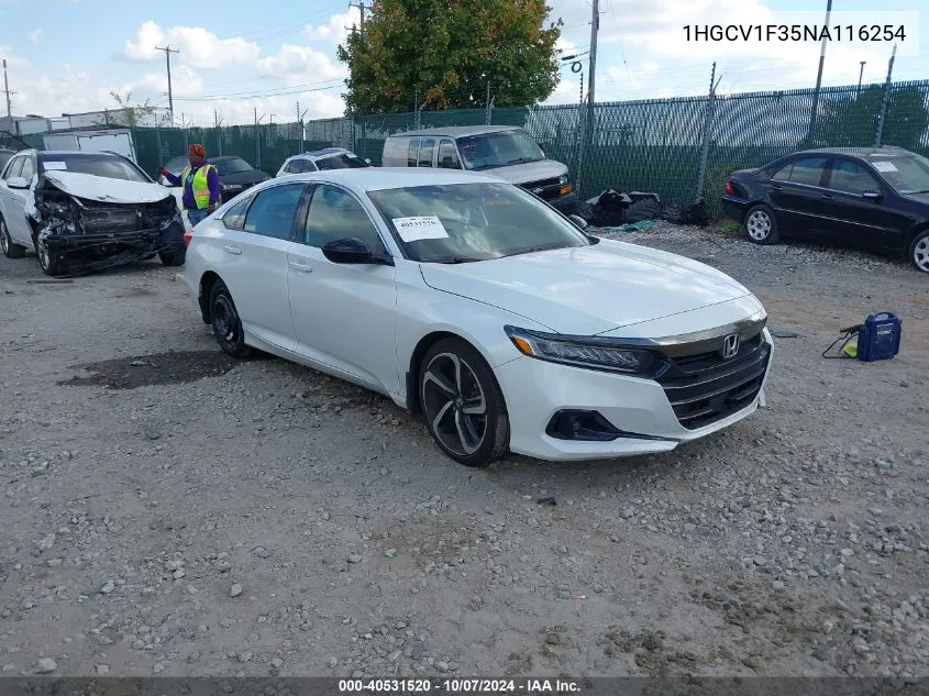 1HGCV1F35NA116254 2022 Honda Accord Sport