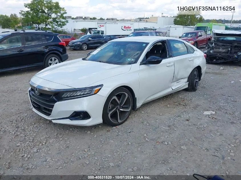 2022 Honda Accord Sport VIN: 1HGCV1F35NA116254 Lot: 40531520