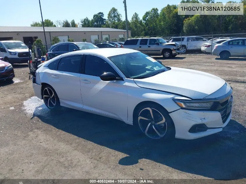 2022 Honda Accord Sport VIN: 1HGCV1F38NA120685 Lot: 40532484