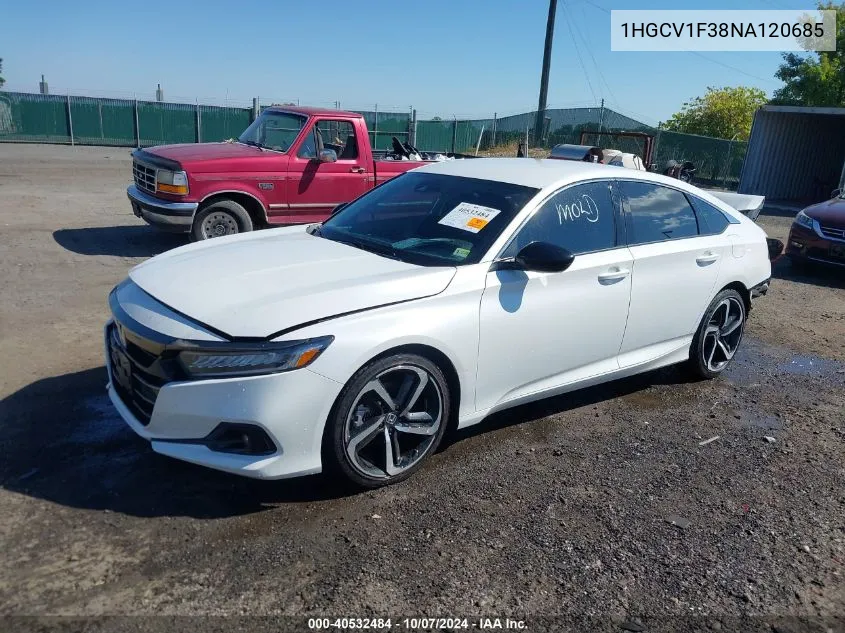 2022 Honda Accord Sport VIN: 1HGCV1F38NA120685 Lot: 40532484