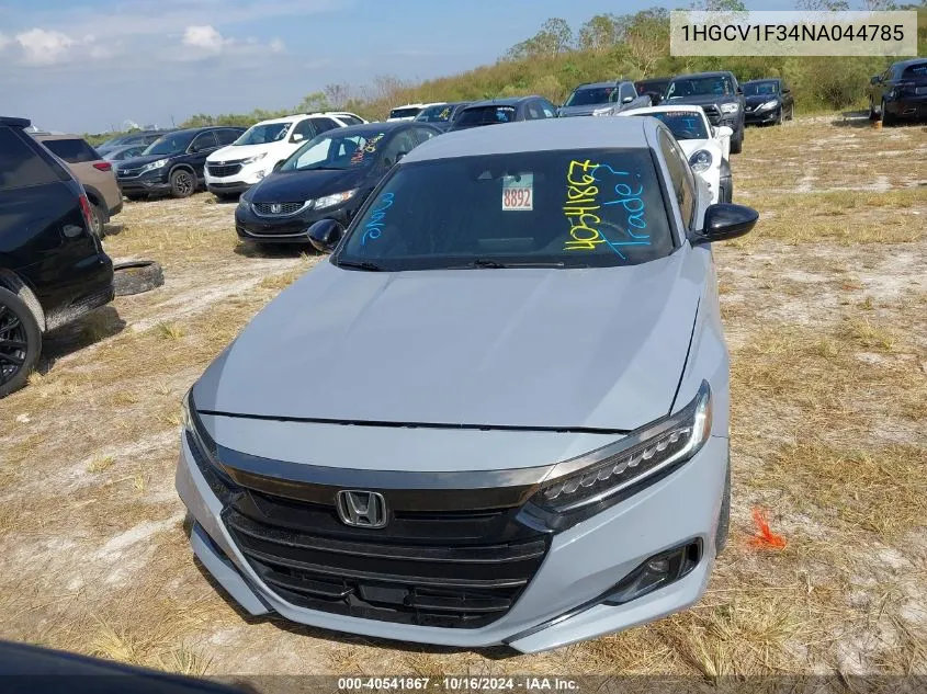 2022 Honda Accord Sport VIN: 1HGCV1F34NA044785 Lot: 40541867