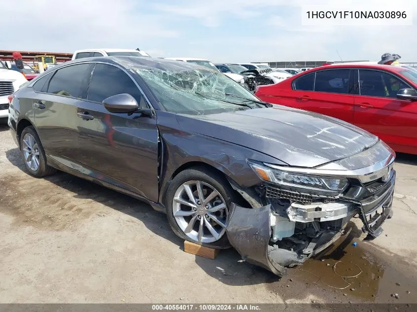 2022 Honda Accord Lx VIN: 1HGCV1F10NA030896 Lot: 40554017