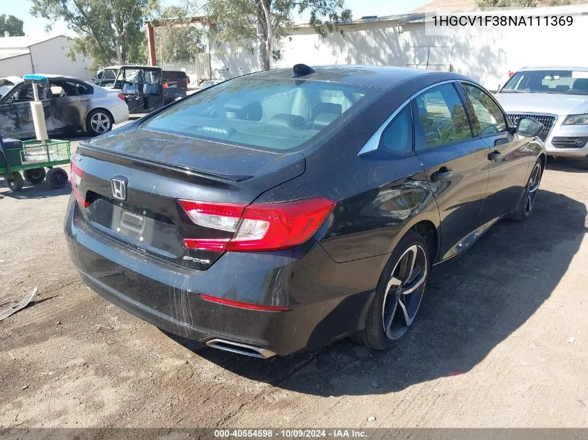 1HGCV1F38NA111369 2022 Honda Accord Sport