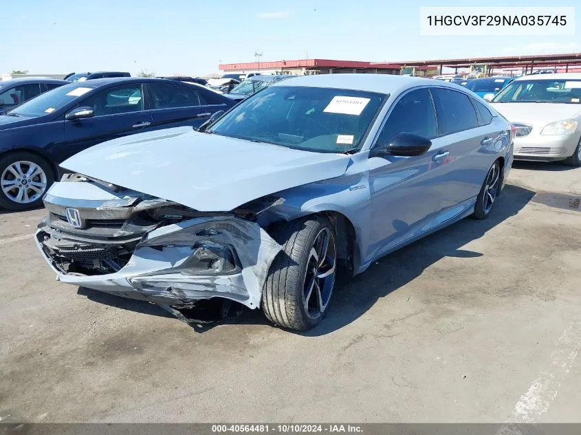 1HGCV3F29NA035745 2022 Honda Accord Hybrid Sport