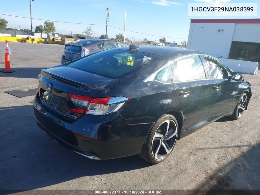 2022 Honda Accord Hybrid Sport VIN: 1HGCV3F29NA038399 Lot: 40572377