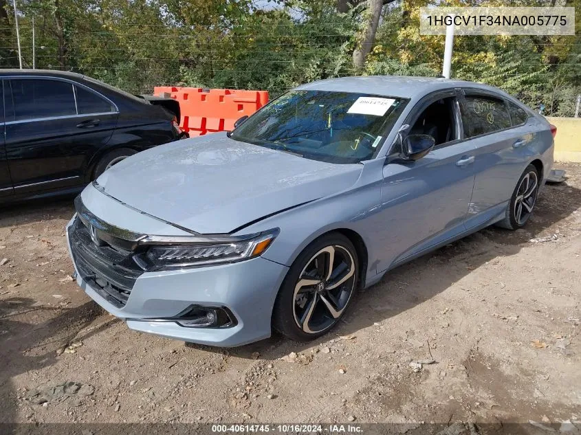 2022 Honda Accord Sport VIN: 1HGCV1F34NA005775 Lot: 40614745